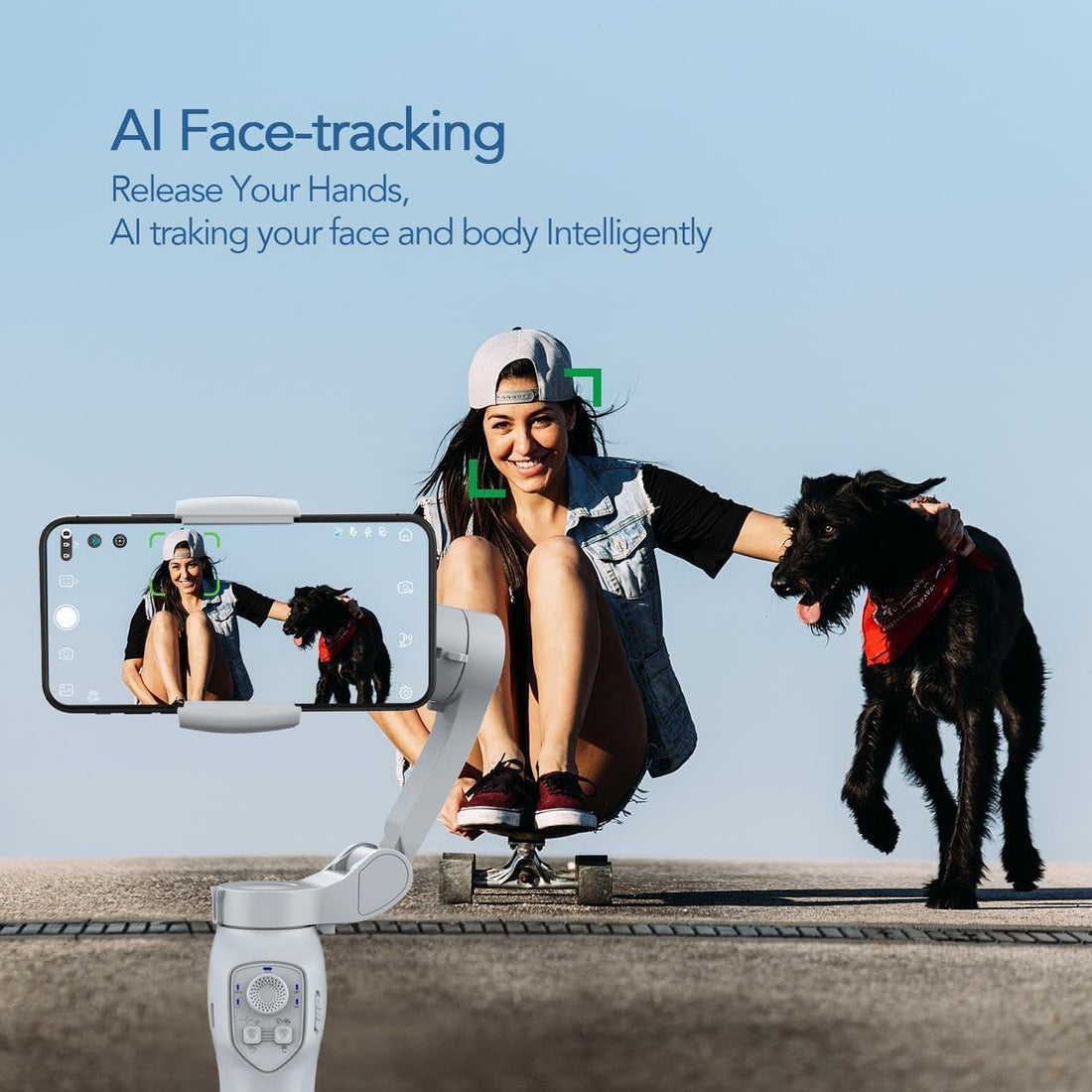 L7C Pro Gimbal, 3-Axis Phone Gimbal, Android and iPhone Gimbal, Vlogging Stabilizer YouTube and TikTok Videos, UAE Version with Official Warranty Support, Gimbal for mobile phones