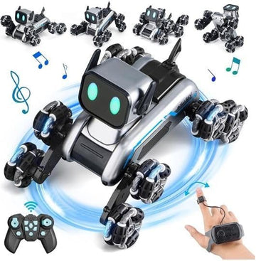 Dog Robot Remote Control 8WD Gesture Sensor Stunt RC Cars with Music & Light with 2 Rechargeable Batteries Toy Gift for Boys and Girls Age 5+, Control Watch Included