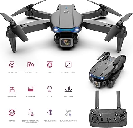 E99 Pro Drone with 4K HD Dual Camera/WiFi FPV, Foldable RC Quadcopter, Auto Hover, Altitude Hold, Headless Mode, App Control,