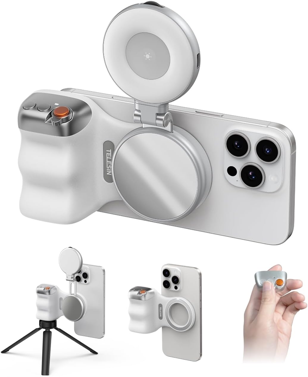 Magnetic Phone Camera Grip, Smartphone Shooting Holder Selfie Handle Snap with Wireless Shutter Button Remote for Smart Phones, Cellphone Vlog Video Photography.