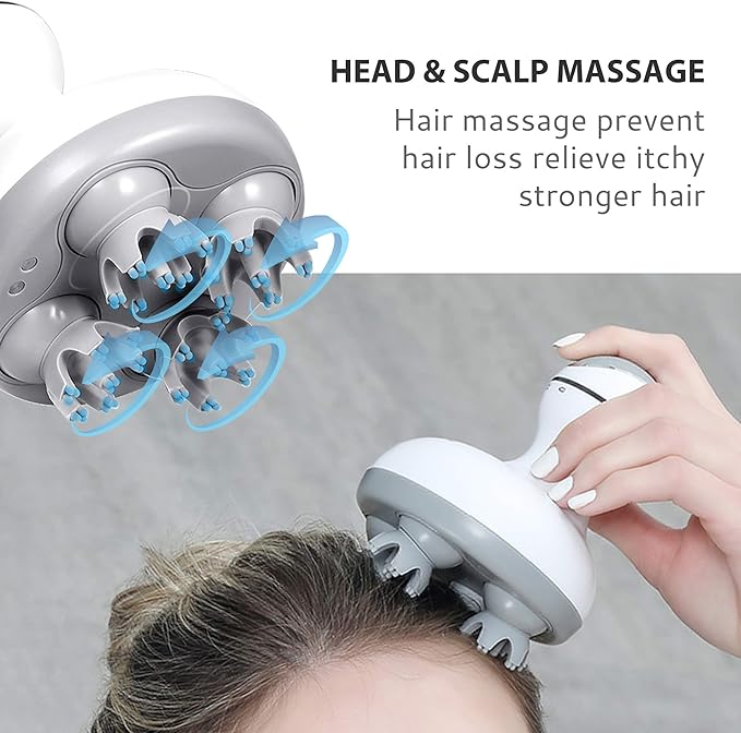Electric Cordless Hair Scalp Massager with Kneading 84 Massage Nodes, Handheld Portable Head Scratcher Massager for Hair Growth, Deep Clean, Christmas Gifts for Women Men Mom Dad