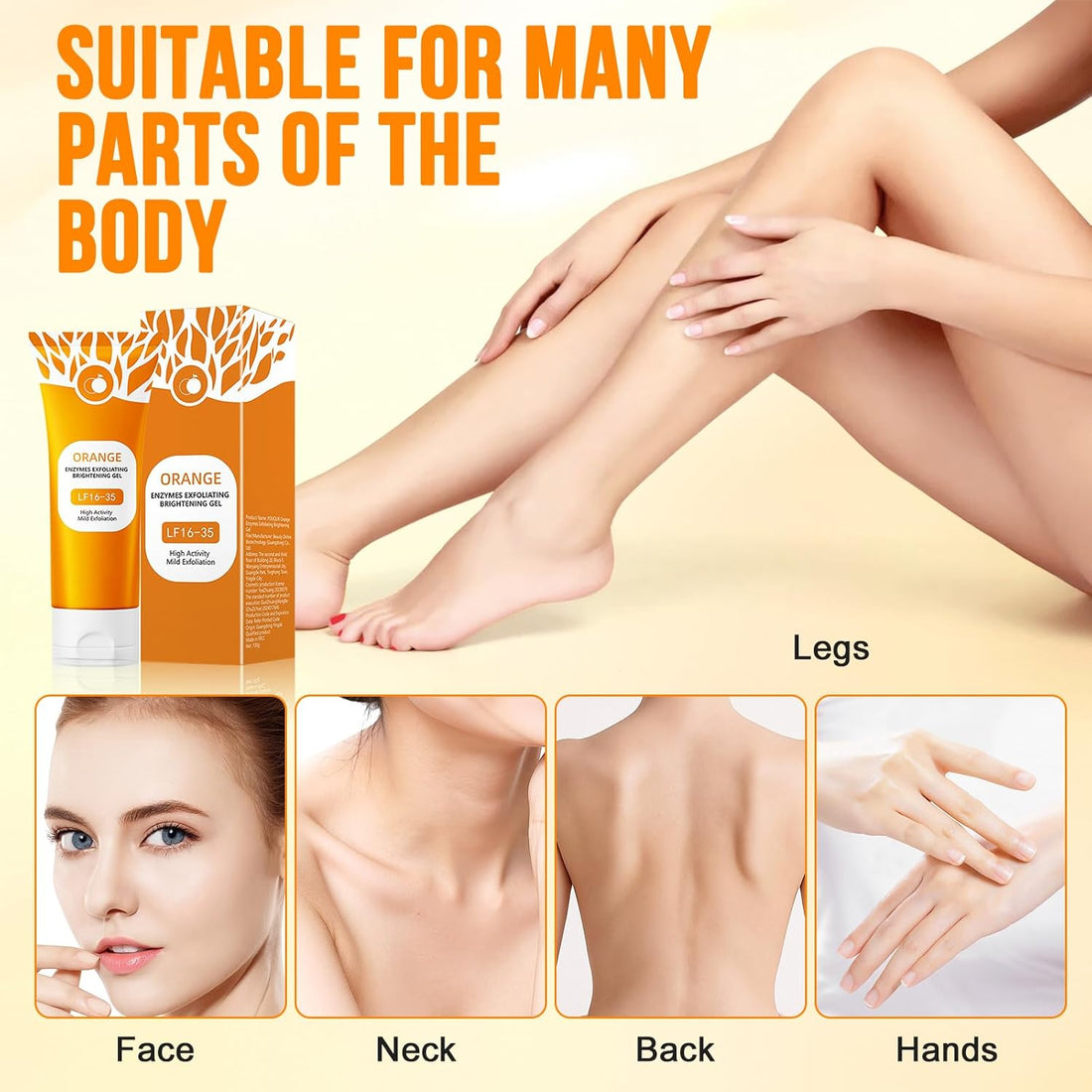 Natural Orange Exfoliating Gel, Orange Enzymes Exfoliating Brightening Gel, Face Cleansing Scrub, Deep Cleansing & Moisturising Exfoliating Scrub for Women