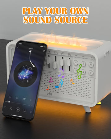 White Noise Sound Machine Diffuser, Essential Oil Diffusers for Home, Air Aroma Diffuser Humidifier with 8 White Noise Effect & LED Night Light, Speaker, Timer, Plug in Design