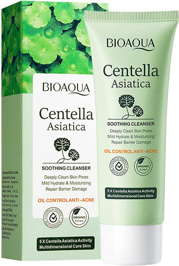 BIOAQUA Centella Asiatica Soothing Face Cleanser Oil Control Anti-Acne Deep Pore Clean Facial Hydrating Moisturizing 100g/3.5oz