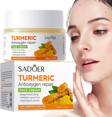Turmeric Cream for Face - Turmeric Moisturizing & Skin Repairing Cream - Skin Brightening Lotion Cleanses Skin, Evens Tone, Fades Scars, Sun Damage, & Age Spots