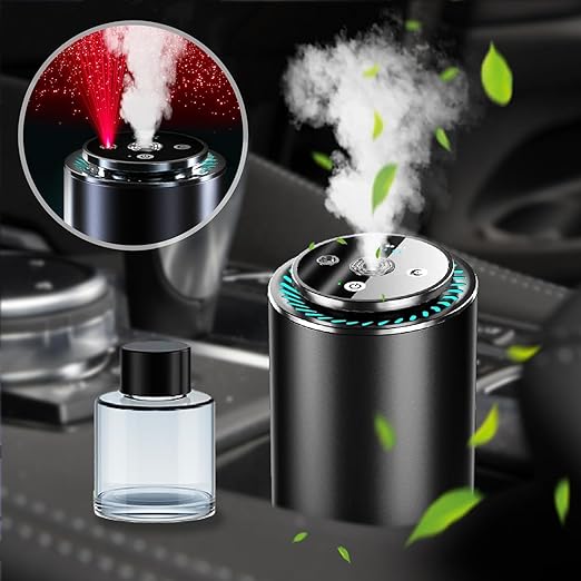 Smart Starry Projection Car Aroma Diffuser, Large Capacity Rechargeable Air Freshener USB Cool Mist Mini Portable Humidifier Diffuser for Car Home Office Bedroom