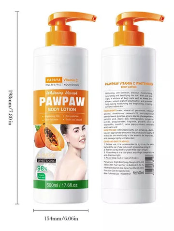 BIOAQUA organic vitamin c body milk moisturize nourishing brightening tender skin extract papaya whitening hand and body lotion