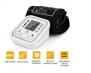 Automatic Blood Pressure Monitor, Clinically Validated, Blood Pressure Machine with Arrhythmia Detection &amp; Colour-Coded Risk Indicator according to WHO standards